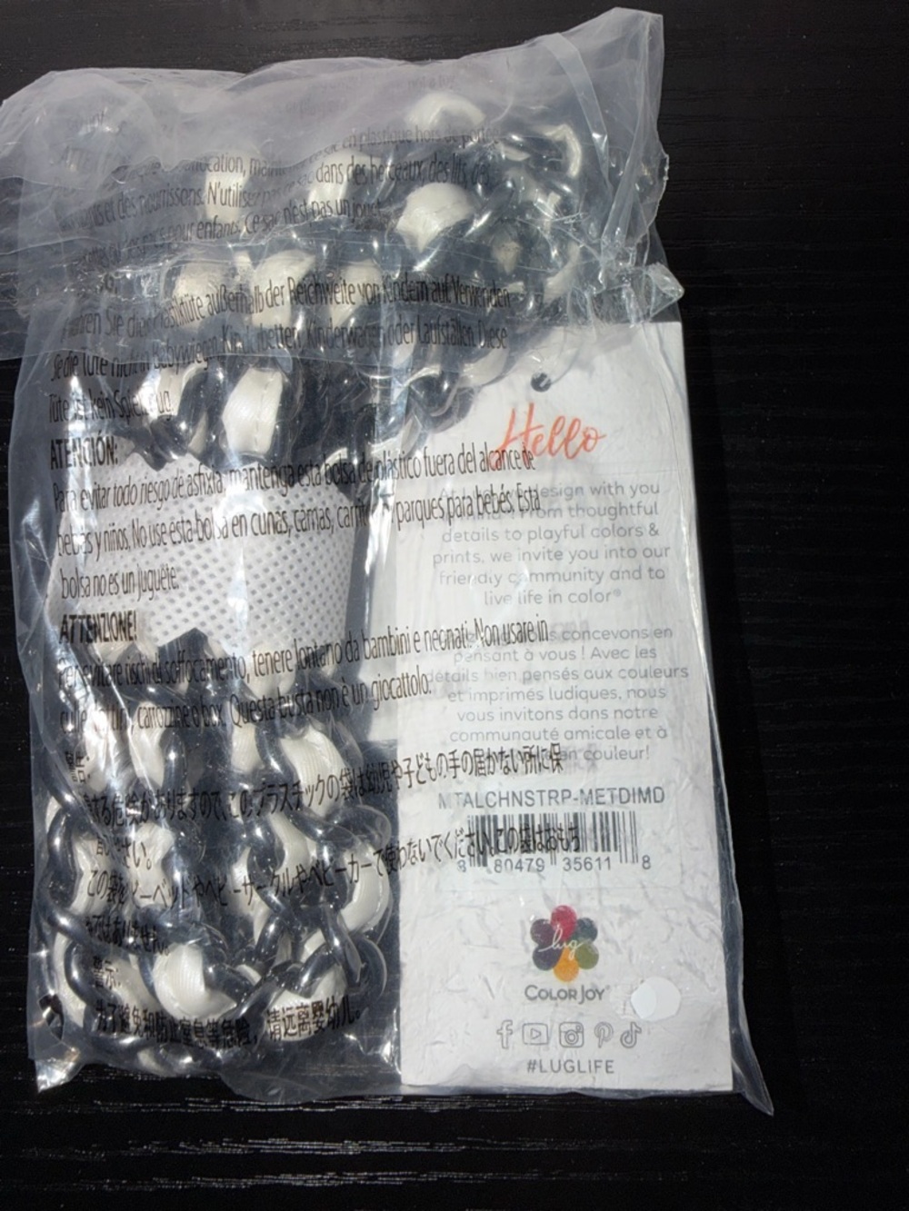 Lug Metal Chain Strap NWT Metallic Diamond